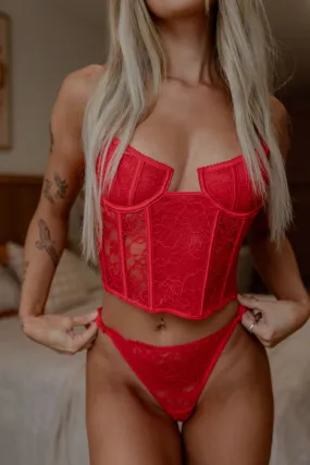 Addison Red Corset & Thong