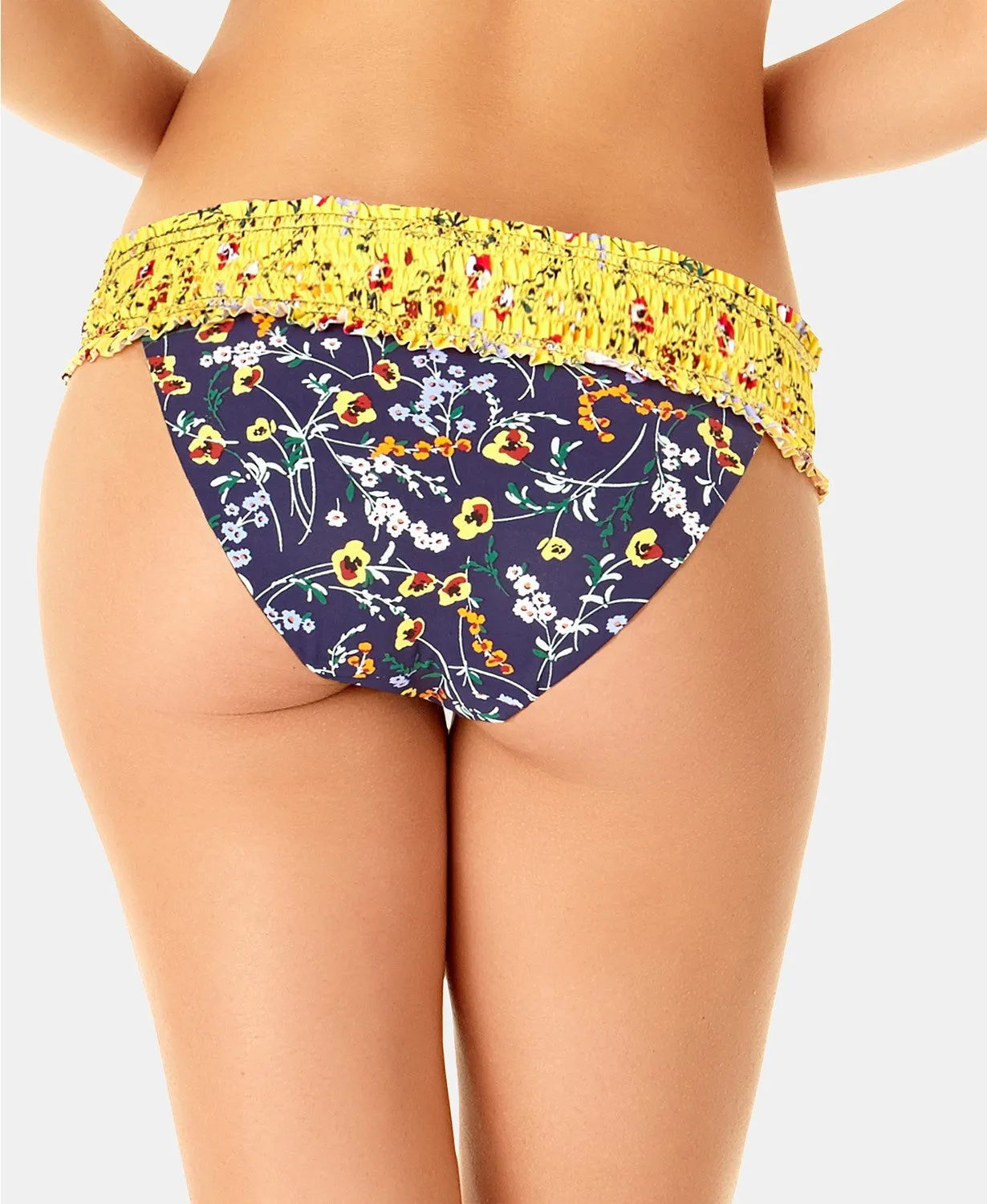 Anne Cole Studio Wildflower Ditsy Printed Bikini Bottoms, S, Yellow