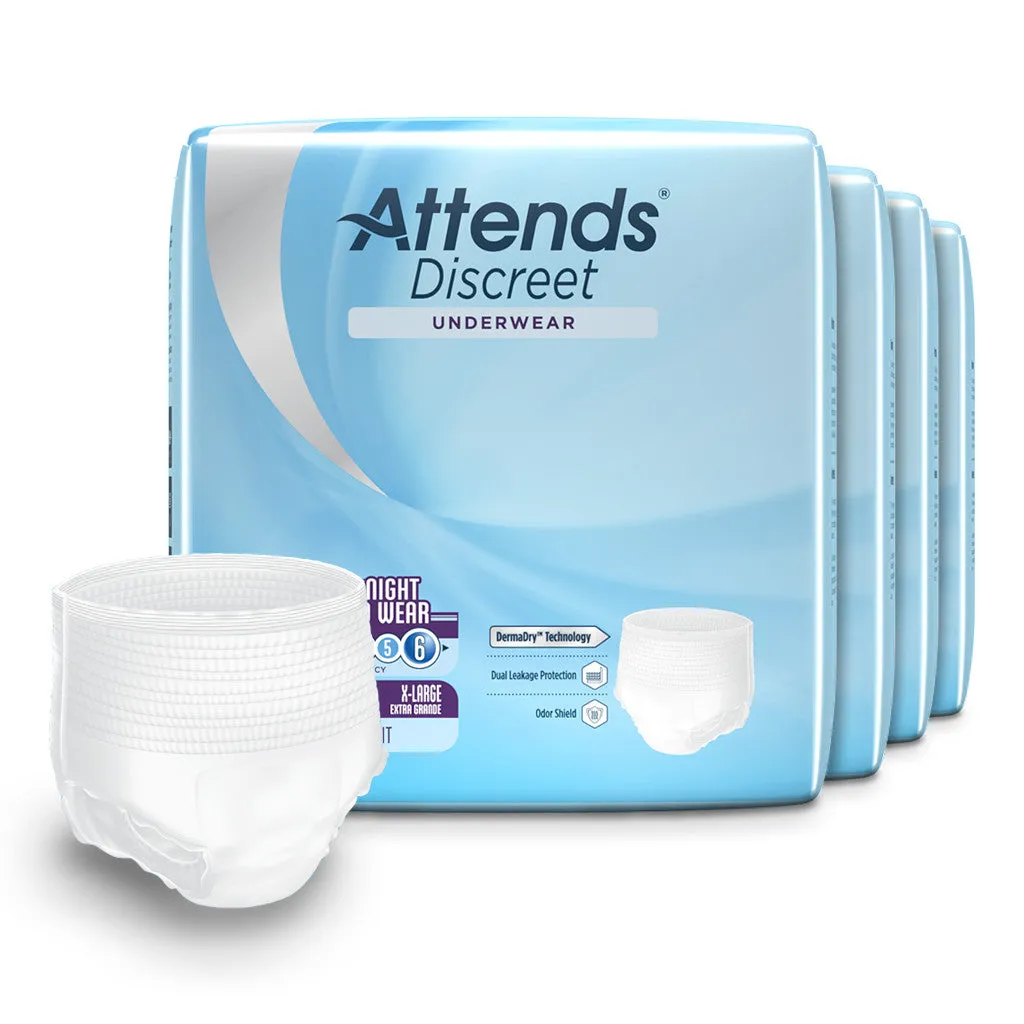 Attends Discreet Day/Night Extended Wear Underwear, Level 6 Absorbency