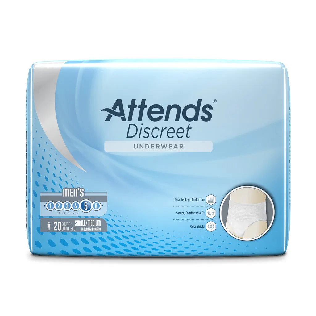 Attends Discreet Men's Underwear, Level 5 Absorbency