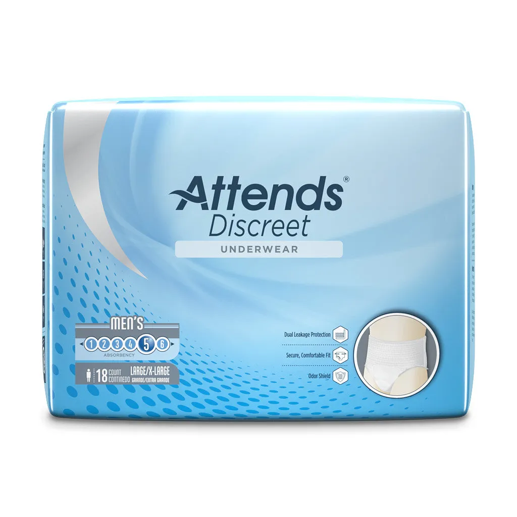 Attends Discreet Men's Underwear, Level 5 Absorbency