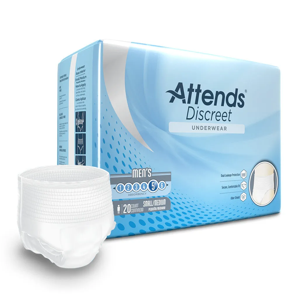 Attends Discreet Men's Underwear, Level 5 Absorbency