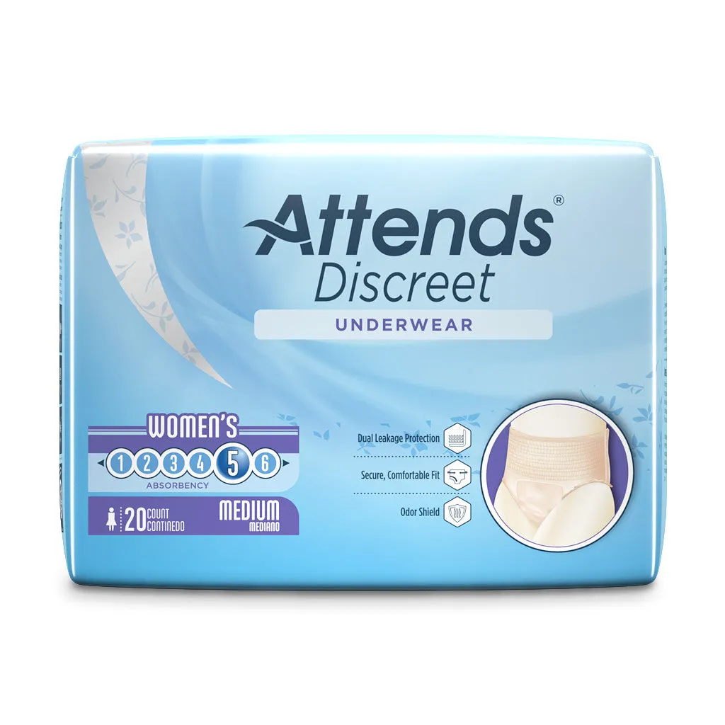 Attends Discreet Women's Underwear, Level 5 Absorbency