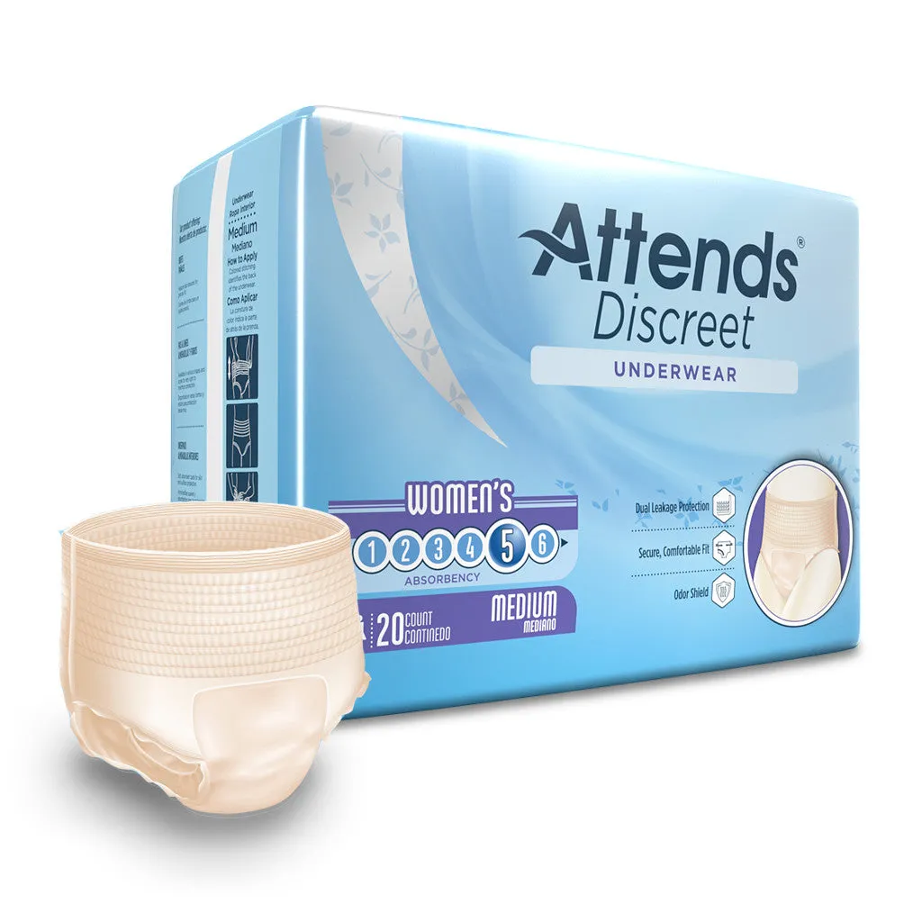 Attends Discreet Women's Underwear, Level 5 Absorbency