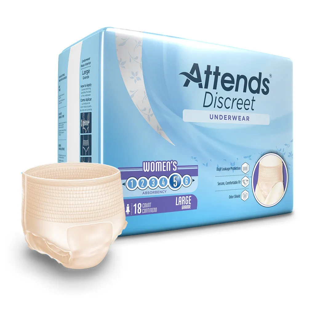 Attends Discreet Women's Underwear, Level 5 Absorbency