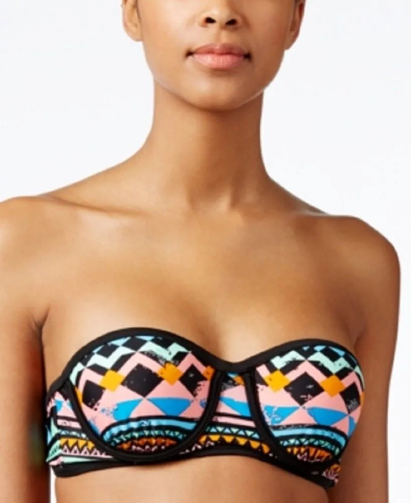 Bikini Nation Women's Tribal Vibes Printed Underwire Bikini Top, Multi, S