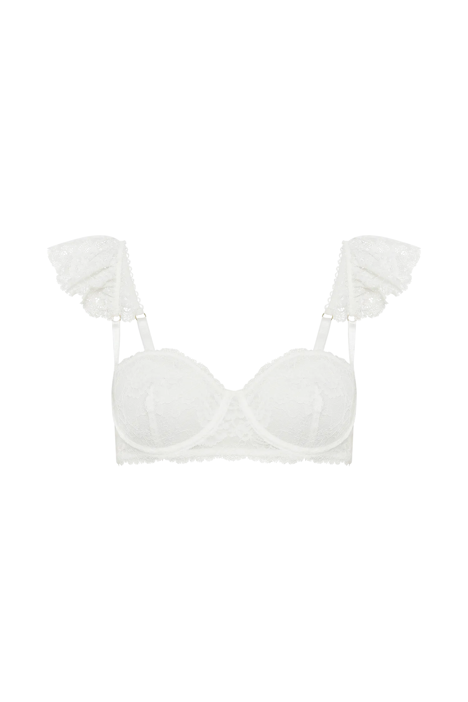 Blaise Lace Frill Underwire Bra - White