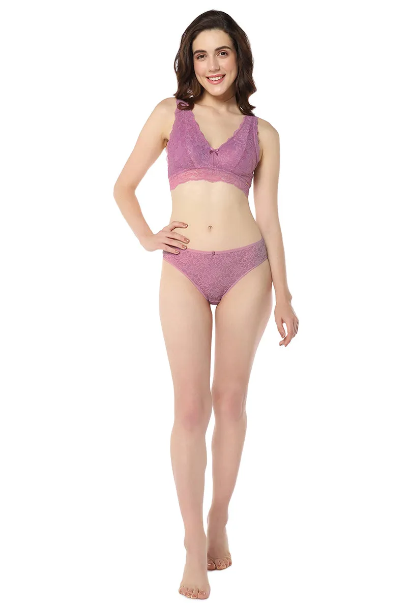 Chic Lace Non-Padded Non-Wired Bralette - Grape Nectar