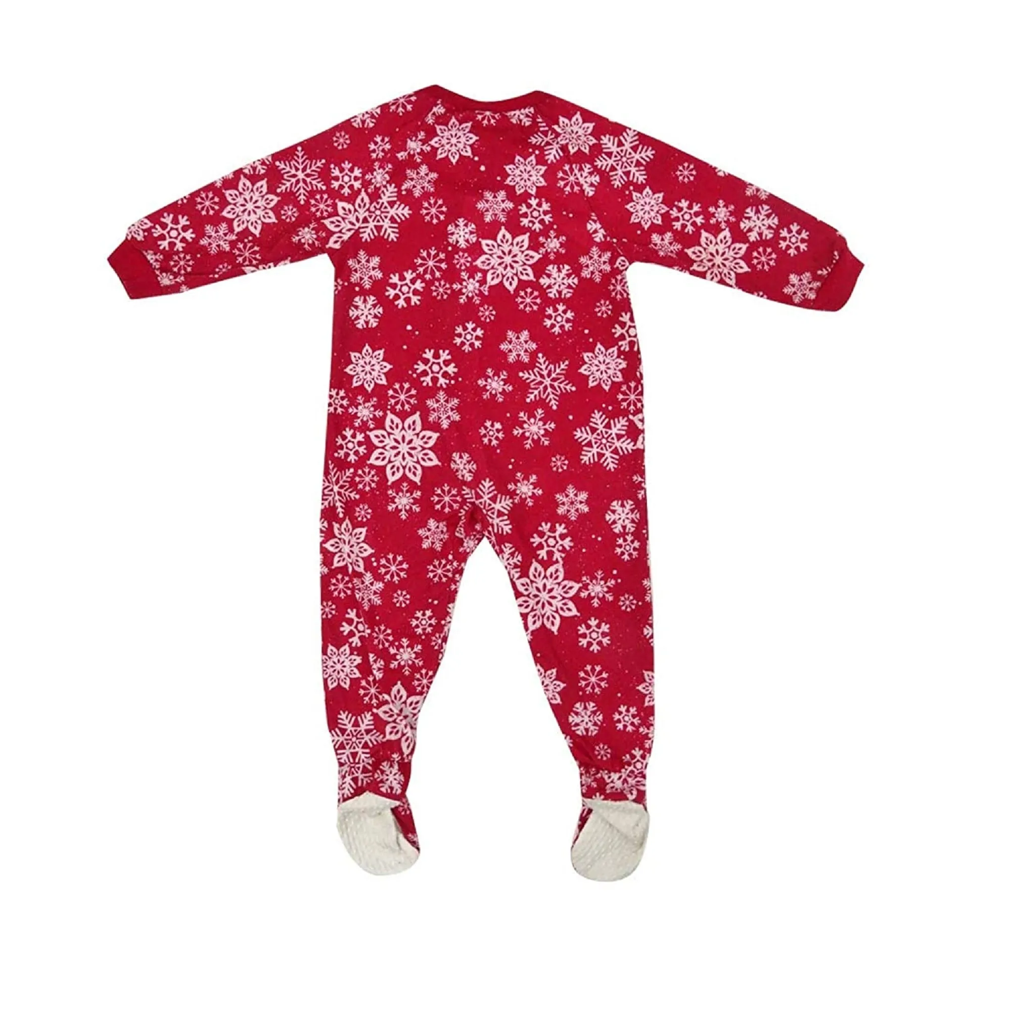 Family Pajamas Baby's Merry Soft Footed Pajamas, Snowflake/Red, 12MO