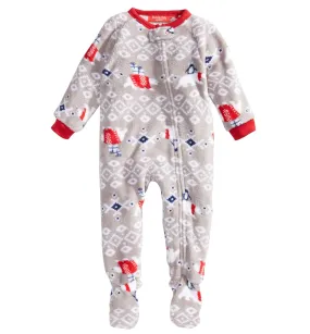 Family Pajamas Baby's Polar Bear Footed Fleece Pajamas, Grey, 24 MO