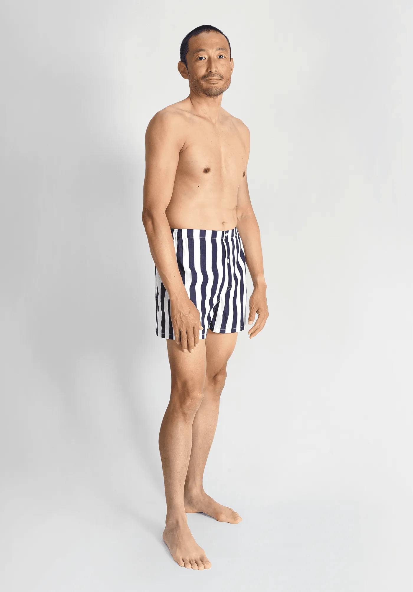 Jasper Tailored Boxer in Navy & White Tent Stripe