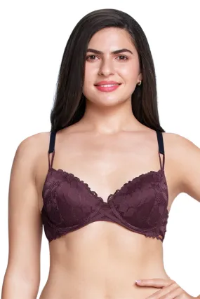 Lace Embrace Solid Padded wired Bra - Fig