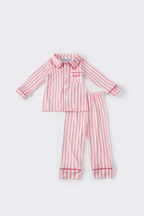 Pink stripe girl pajamas set