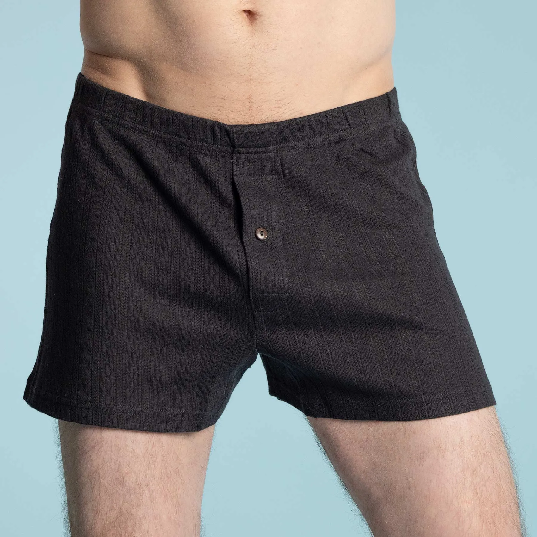 SHAUN 100% Organic Cotton Luxury Jacquard Mesh Boxers (Coconut Button)