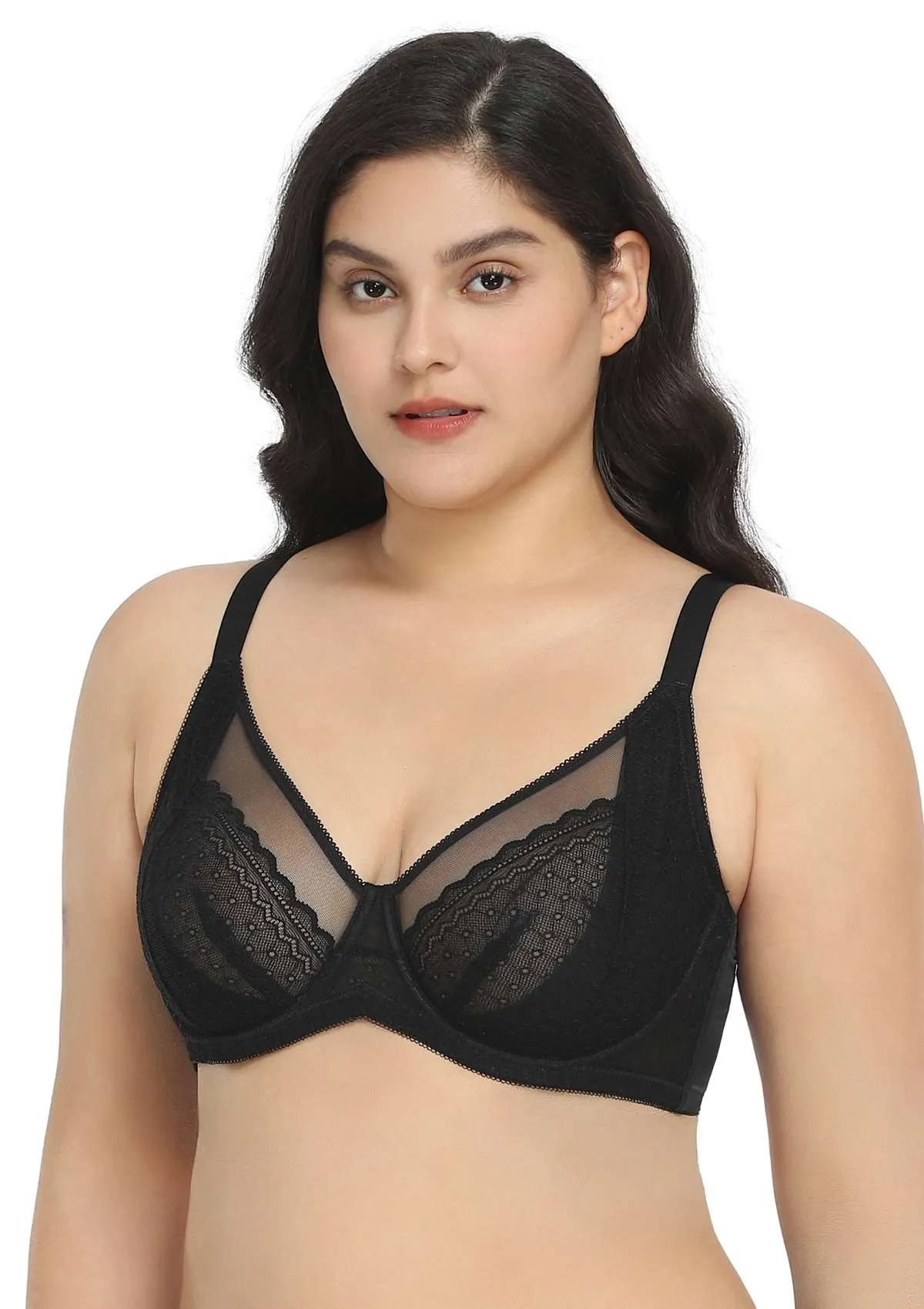 Silhouette Polka Dot Lace Unlined Bra