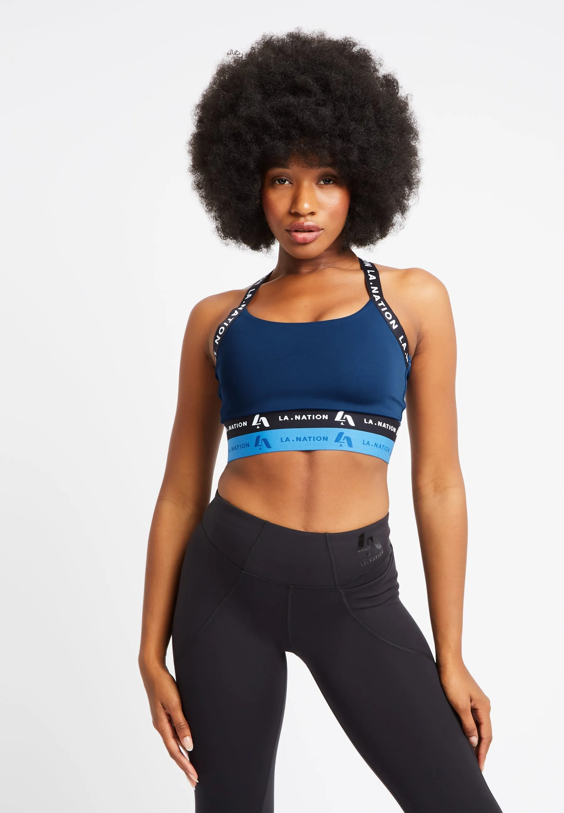 Sports Bra & Cycling Shorts Set-Dark Blue